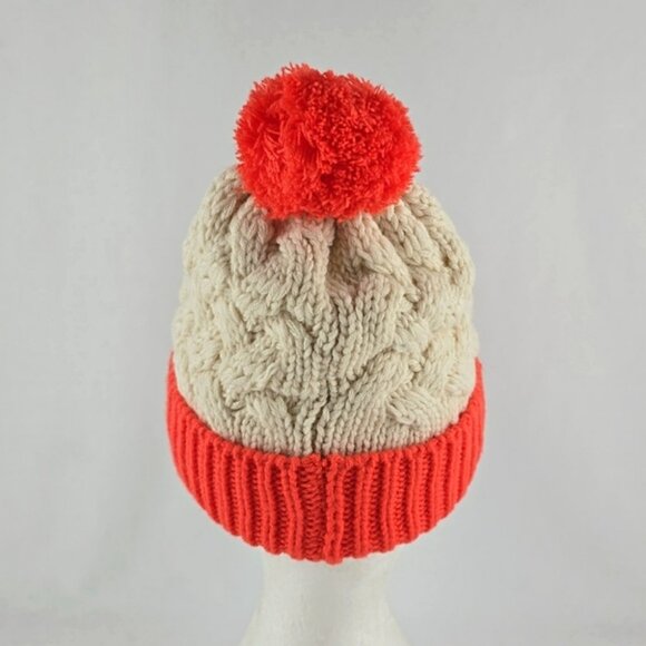 NFL Denver Broncos Logo Women's New Era Matterhorn Cream Orange Cable Knit Hat - Picture 4 of 12